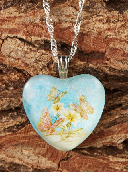 Crystal Butterfly Necklace, As picture, Necklaces