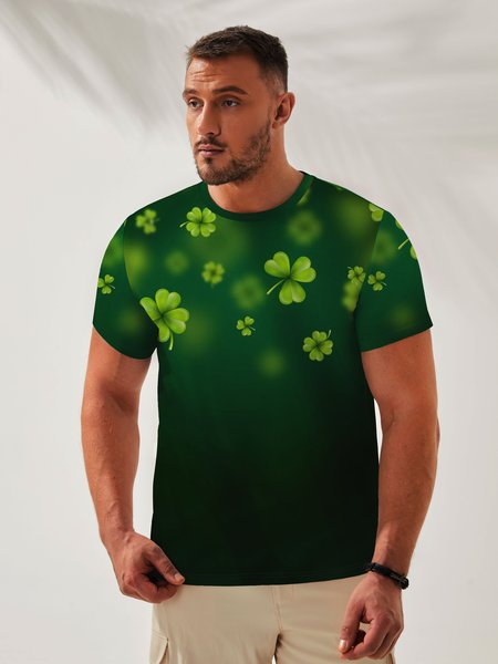 

St. Patrick's Day Crew Neck Casual T-Shirt, Green, Men's t-shirts