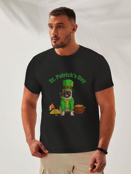 

St. Patrick's Day Crew Neck Casual T-Shirt, Black, Men's t-shirts