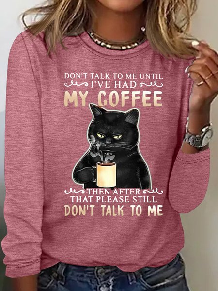 

Women's Don't Talk To Me Casual Crew Neck Top, Rose red, Long sleeves