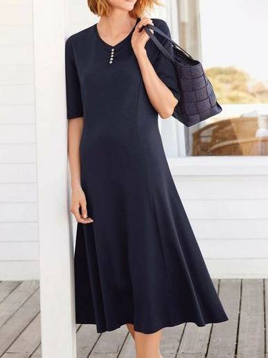 

Plain Casual Crew Neck Dress, Multicolor, Dresses