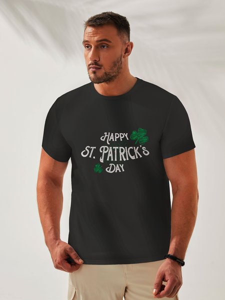 

St. Patrick's Day Crew Neck Casual T-Shirt, Black, Men's t-shirts