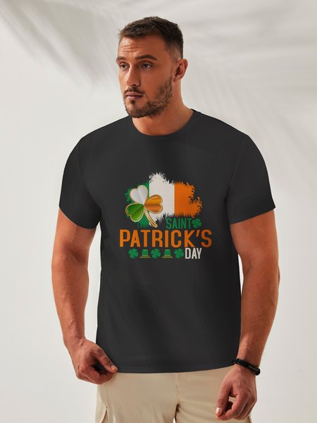 

St. Patrick's Day Crew Neck Casual T-Shirt, Black, Men's t-shirts