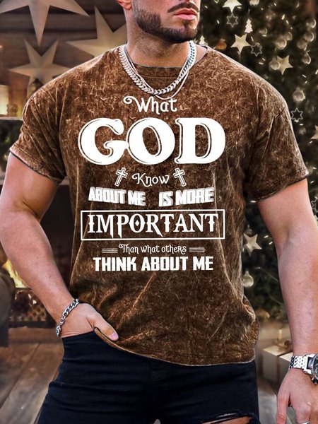 

Men’s What God Know About Me Is More Important Than What Others Think About Me Regular Fit Casual T-Shirt, Brown, T-shirts