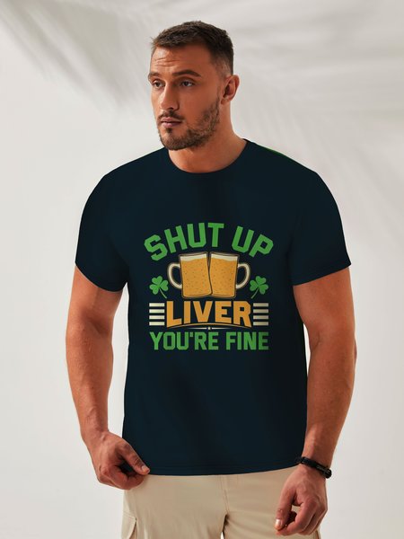 

St. Patrick's Day Crew Neck Casual T-Shirt, Black, Men's t-shirts