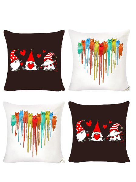 

18x18 Set of 4 Cushion Pillow Covers, Funny Elves Valentine's Day Gift Backrest Decorations For Home, Coffee, Pillow Covers