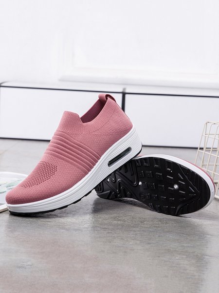 

Breathable Minimalist Slip On Rocking Fly Woven Shoes, Pink, Sneakers