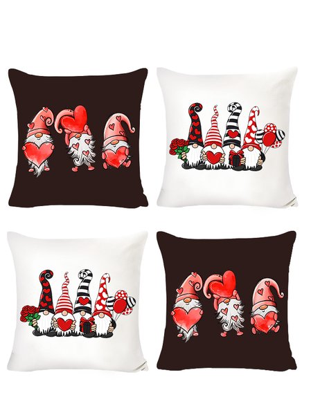 

18x18 Set of 4 Cushion Pillow Covers, Valentine's Day Gnomes Casual Letters Backrest Decorations For Home, Coffee, Pillow Covers