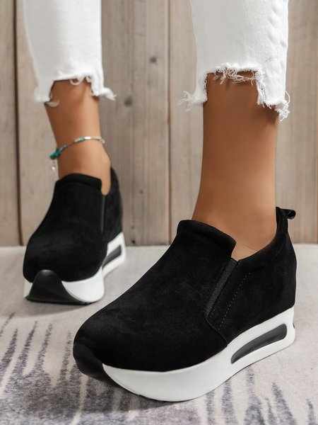 

Casual Slip On Height Increasing Platform Shoes, Black, Creepers & Wedges