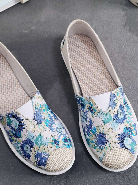

Floral Graphic-Print Canvas Flat Shoes, Color4, Flats