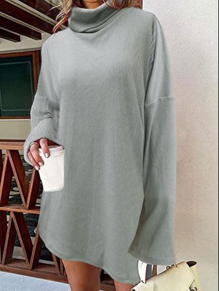 

Crew Neck Wool/Knitting Loose Casual Dress, Gray, Dresses