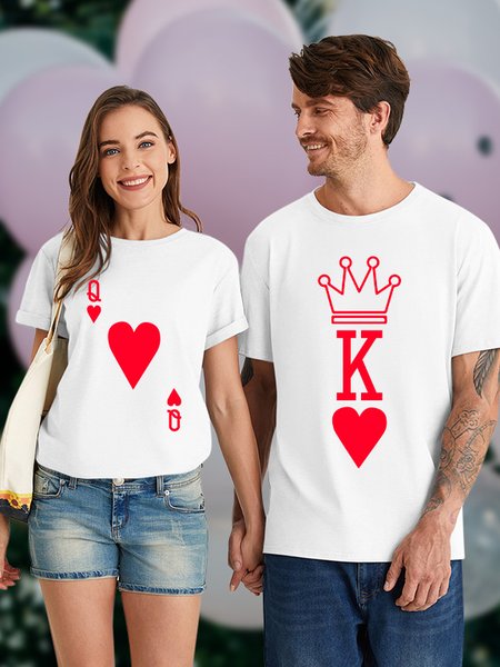 

Lilicloth X Abu Valentine's Day King Heart Women's Couple T-Shirt, White, T-shirts