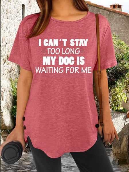 

Women's Dog Lover Crew Neck Letters Casual T-Shirt, Red, T-shirts