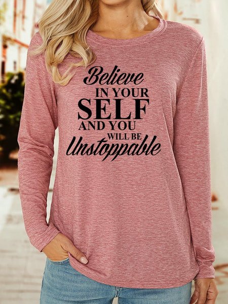 

Lilicloth X Y Believe In Your Self And You Will Be Unstoppable Women's Long Sleeve T-Shirt, Pink, Long sleeves