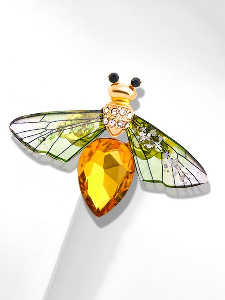 

Casual 3D Gradient Transparent Bee Insect Brooch Silk Scarf Buckle Banquet Party Daily Commuting Matching Jewelry, Green, Women Brooches & Pins