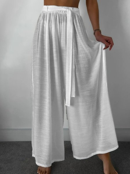 

Casual Loose Cotton And Linen Casual Pants, White, Pants