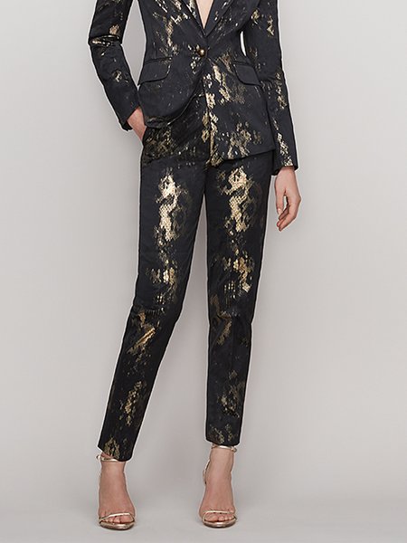 

Plain Regular Fit Elegant Fashion Pants, Black, Pants