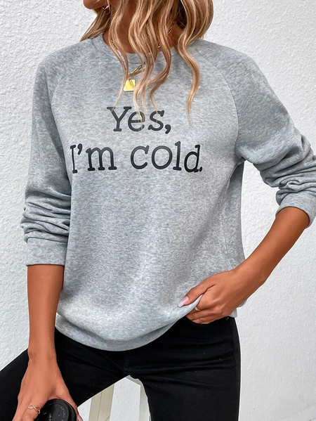 

Loose Crew Neck Text Letters Casual Sweatshirt, Gray, Sweatshirts & Hoodies