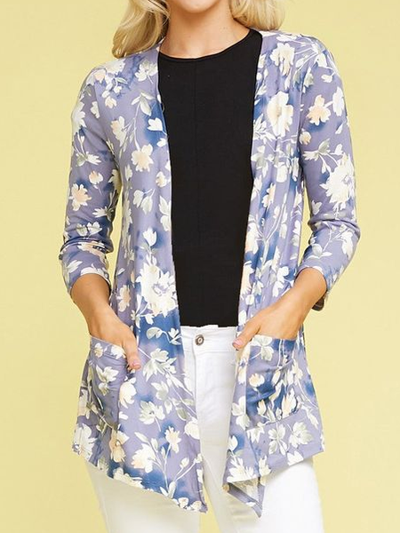

Casual Loose Floral V Neck Other Coat, Multicolor, Cardigans