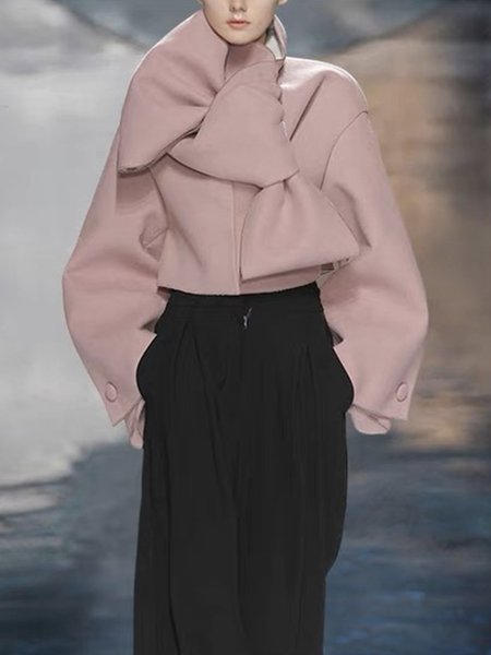 

Regular Fit Elegant Long Sleeve Plain Jacket, Pink, Jackets