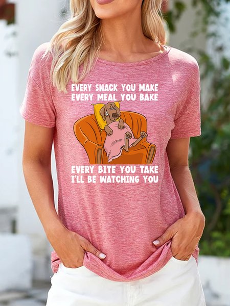 

Lilicloth X Manikvskhan Funny Dog Every Snack You Make Every Meal You Bake Every Bite You Take I'll Be Watching You Women's T-Shirt, Red, T-shirts