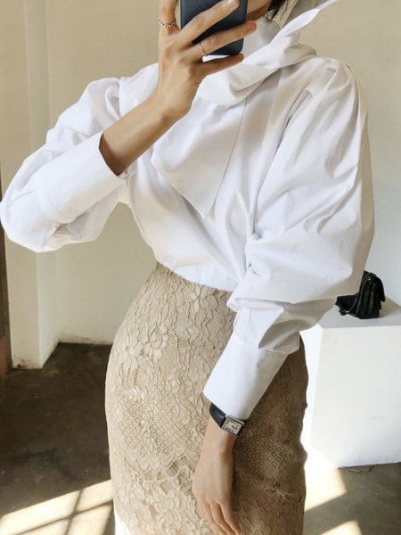 

Regular Fit Elegant Long Sleeve Blouse, White, Blouses and Shirts