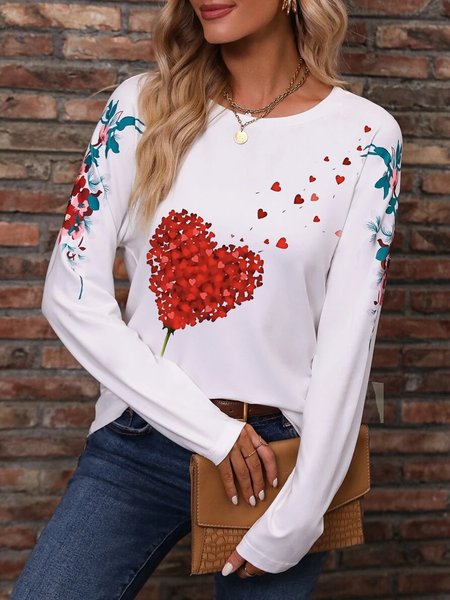 

Boho Loose Crew Neck T-Shirt, White, T-Shirts