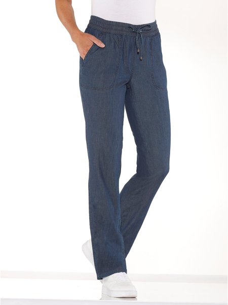 

Casual Denim Plain Drawstring Pants, Dark blue, Pants