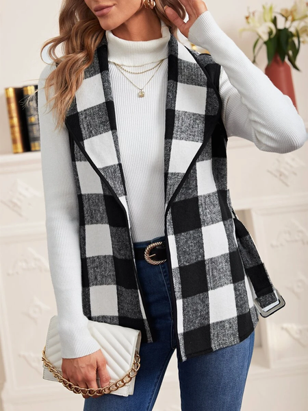 

Cotton Loose Cross Neck Casual Vest, Black, Vests & Gilets