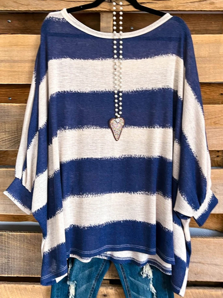 

Casual Color Block Crew Neck Loose Top, Multicolor, Tops