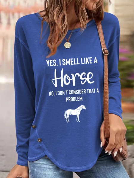 

Floral Crew Neck Casual T-Shirt, Blue, T-Shirts