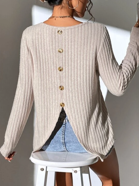

Buckle Casual Loose Crew Neck T-Shirt, Light khaki, T-Shirts