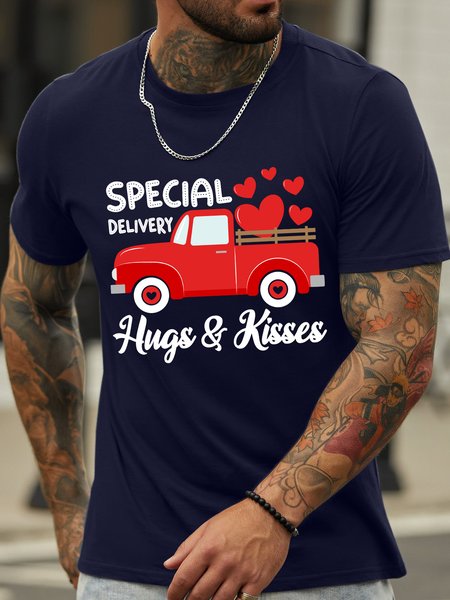 

Lilicloth X Manikvskhan Special Delivery Hugs And Kisses Men's Couple T-Shirt, Purplish blue, T-shirts