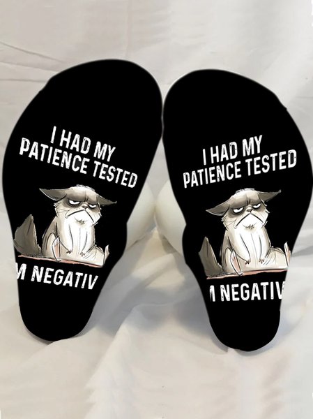 

I Have My Patience Tested Fun Cat Alphabet Cotton Socks Daily Commuter Home Accessories, Black, Socks