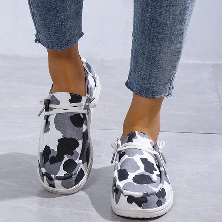 

Whisker Denim Lace-Up Canvas Flats, White-2, Sneakers