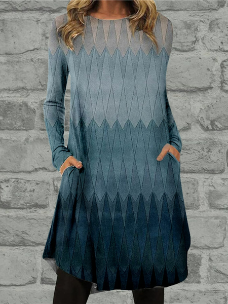 

Knitted Casual Loose Dress, Blue, Dresses