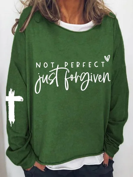 

Women's Not Perfect Just Forgiven Casual Long-Sleeve T-Shirt, Green, T-Shirts