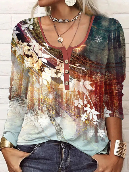 

Casual Floral Crew Neck Top, Multicolor, Shirts & Blouses