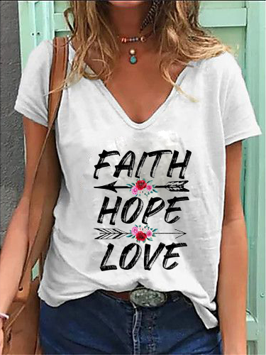 

Text Letters Casual Loose T-Shirt, White, Tees & T-shirts