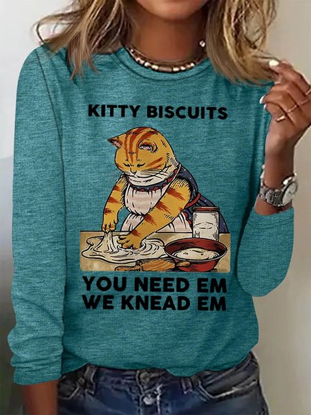 Women's Funny Print Lounge Top, Cyan, T-Shirts