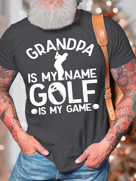 

Men's Grandpa Is My Name Golf Is My Game Casual Regular Fit T-Shirt, Deep gray, T-shirts