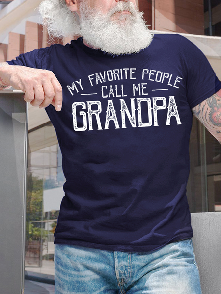 

Men's My Favorite People Call Me Grandpa Funny Graphic Print Valentine's Day Gift Couple Loose Text Letters Casual Cotton T-Shirt, Purplish blue, T-shirts