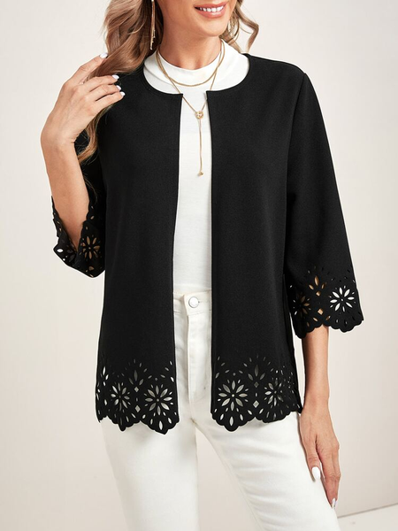 

Urban Plain Loose Cross Neck Other Coat, Black, Cardigans