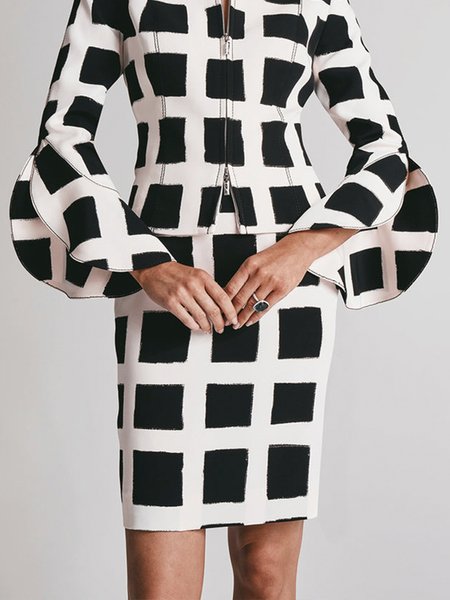 

Daily Elegant Plaid Regular Fit Skirt, Black, Skirts