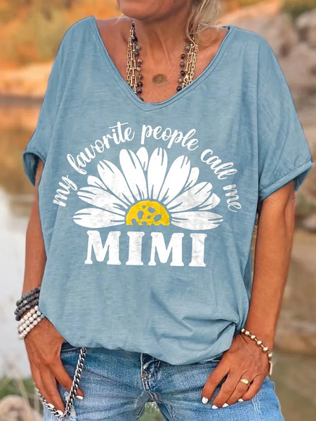 

Casual Cotton-Blend V Neck T-Shirt, Blue, T-Shirts