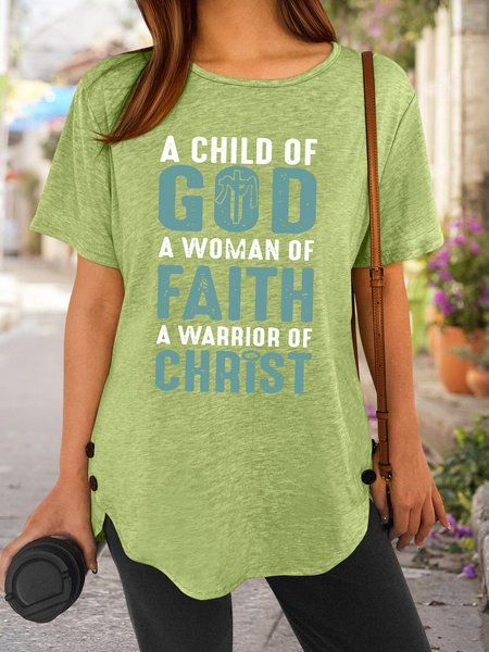 

A Child Of God A Woman Of Faith A Warrior Of Christ Women's T-Shirt, Green, T-shirts