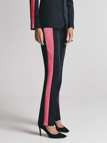 

Daily Color Block Regular Fit Elegant Fashion Pants, Black, Pants