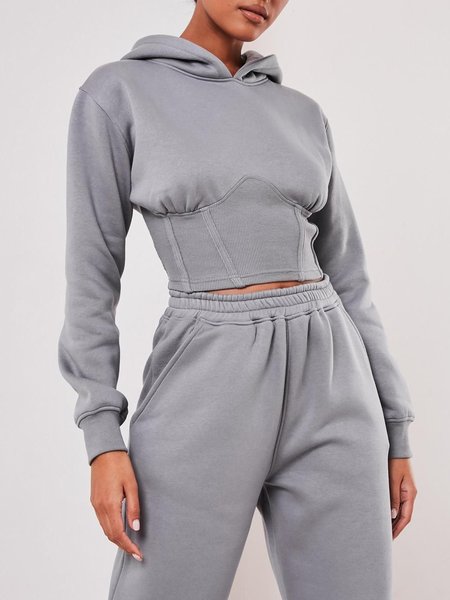 

Casual Plain Hoodie Sweatshirt, Gray, Hoodies and Sweatshirts