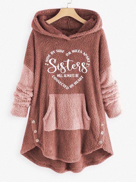 

Women Sister Color Block Casual Hoodie Sweatshirt, Pink, Hoodies & Sweatshirts