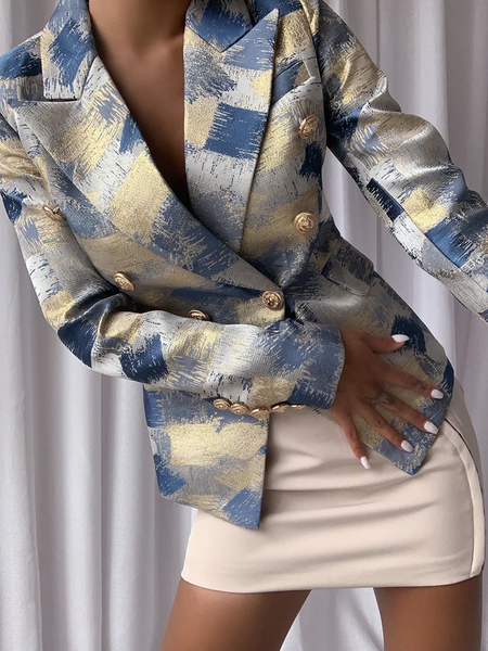 

Lapel Collar Urban Regular Fit Lapel Collar Long sleeve Blazer, As picture, Blazers